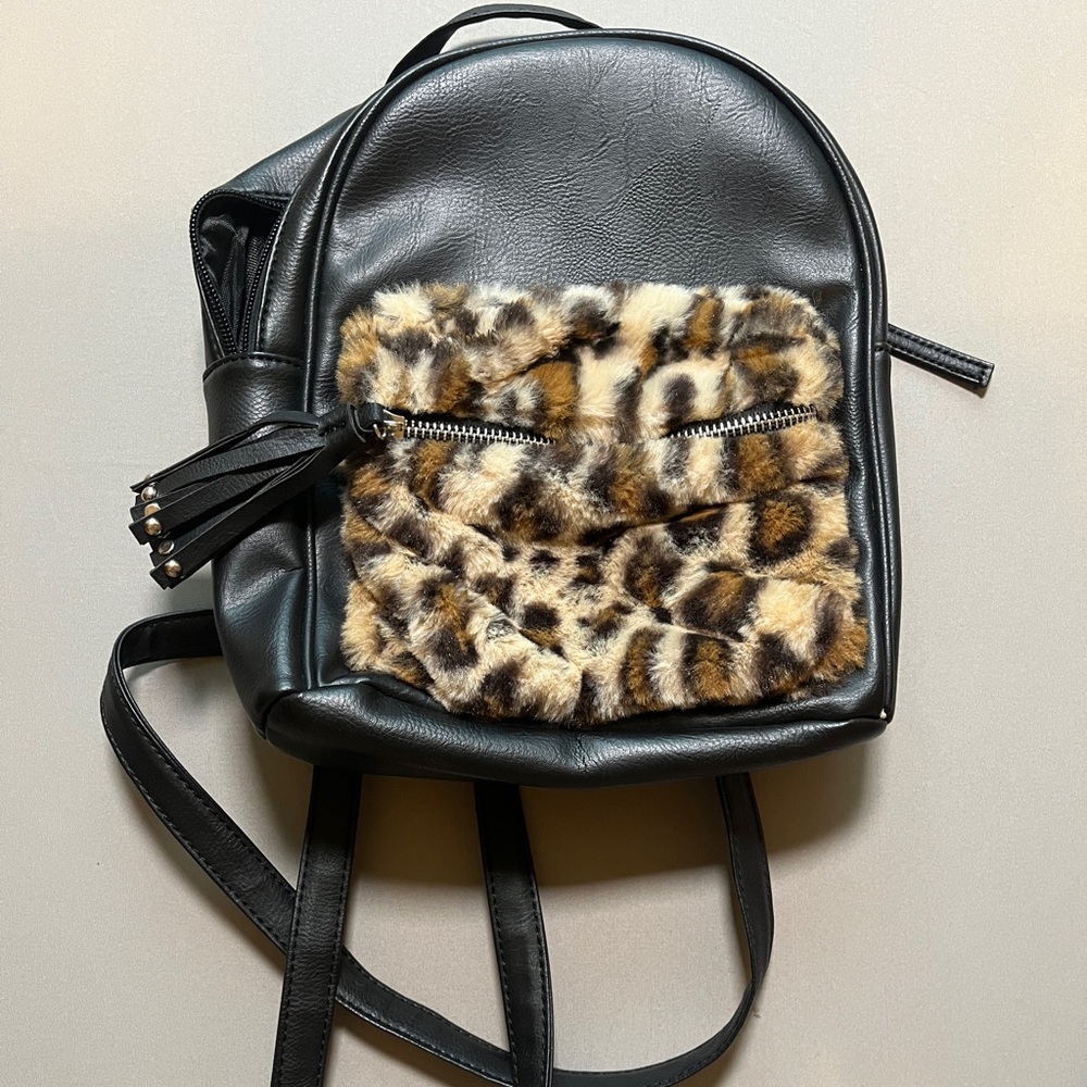 Leather mini backpack